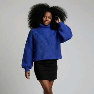 Women's Blue Turtleneck Sweater